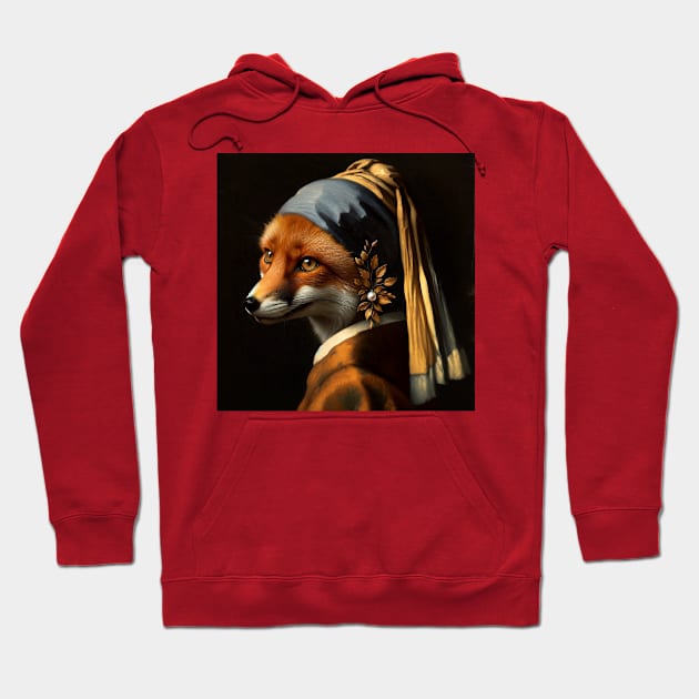 Wildlife Conservation - Pearl Earring Red Fox Meme Hoodie by Edd Paint Something